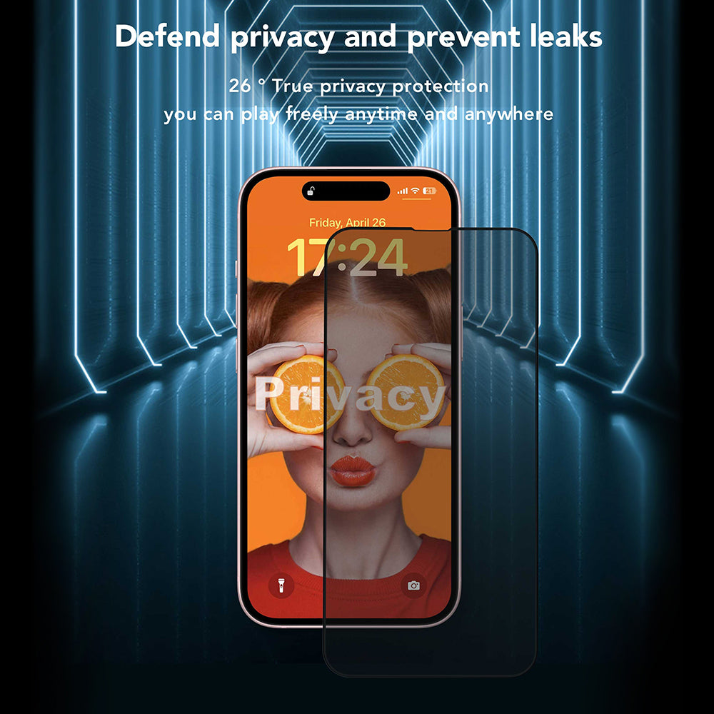 Προστατευτική μεμβράνη οθόνης Privacy Anank 2X Ενισχυμένη για Apple iPhone 16 Pro Max, Ασφαλισμένο Γυαλί, Πλήρης Κόλλα, 2.5D