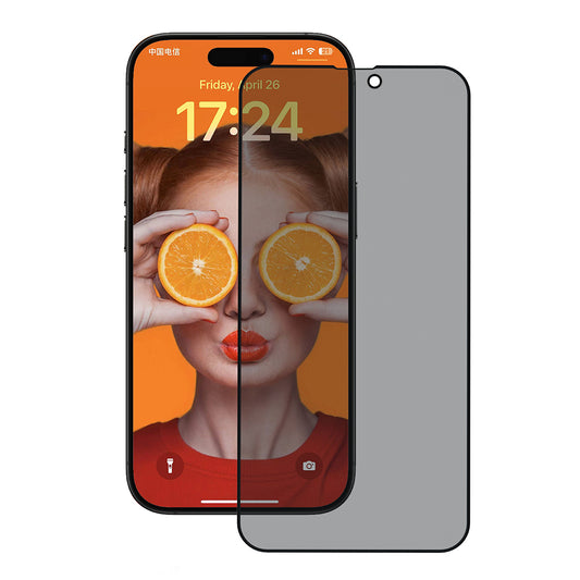 Προστατευτική μεμβράνη οθόνης Privacy Anank 3X Ενισχυμένη για Apple iPhone 15 Pro Max, Ασφαλισμένο Γυαλί, Πλήρης Κόλλα, 2.5D