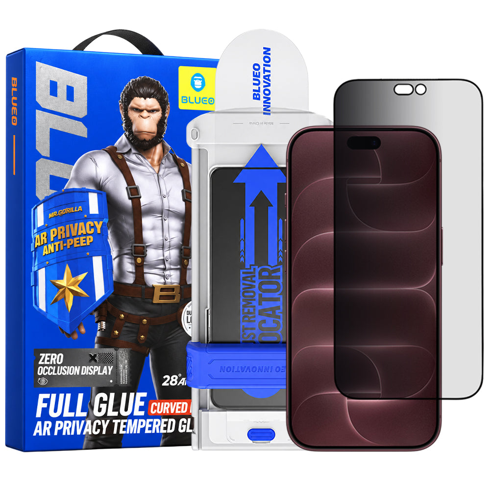 Προστατευτικό οθόνης Privacy Blueo Anti Peep AR Applicator Pro για Apple iPhone 18 Pro Max, Σκληρυμένο Γυαλί, Full Glue, 3D