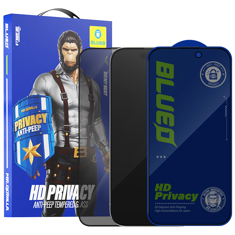 Προστατευτική μεμβράνη οθόνης Privacy Blueo Anti-Peep για Apple iPhone 15 Pro Max, ασφαλισμένο γυαλί, πλήρης κόλλα