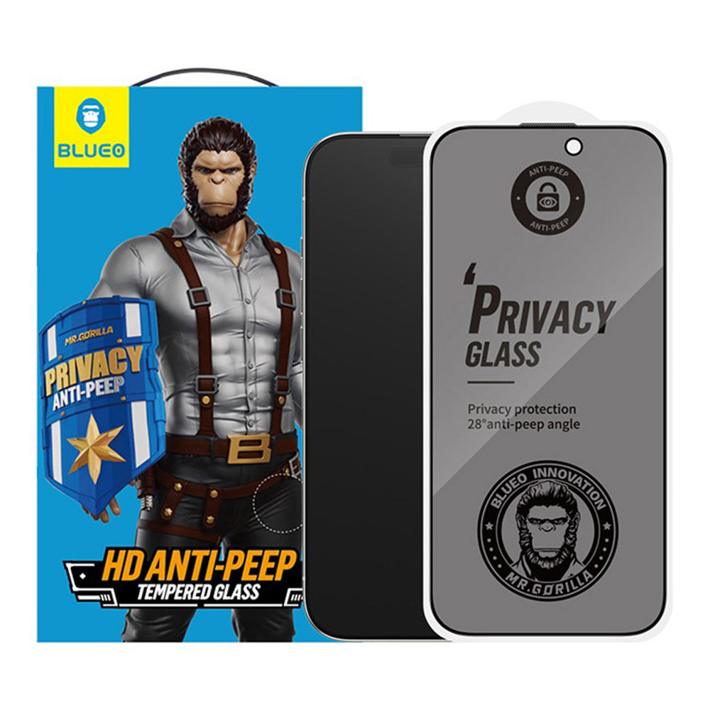 Προστατευτική Μεμβράνη Οθόνης Privacy Blueo Anti-Peep για Apple iPhone 17 Pro Max / 16 Pro Max, Ενισχυμένο Γυαλί, Full Glue, Σετ 5 τεμαχίων