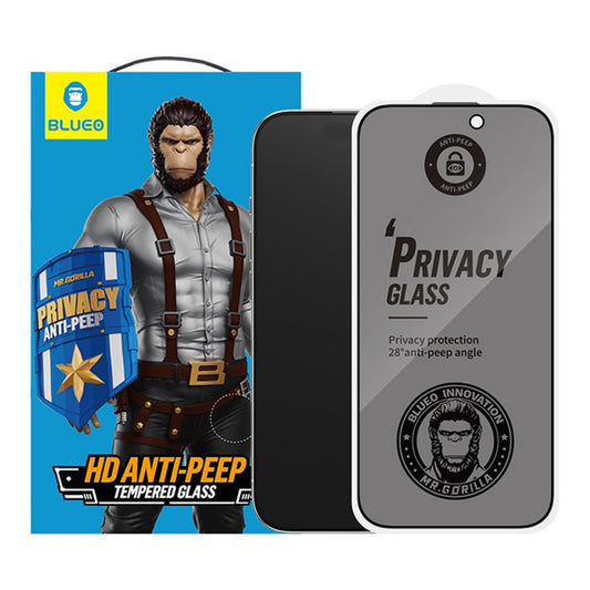 Προστατευτική Μεμβράνη Οθόνης Privacy Blueo Anti-Peep για Apple iPhone 17 Pro Max / 16 Pro Max, Ενισχυμένο Γυαλί, Full Glue, Σετ 5 τεμαχίων