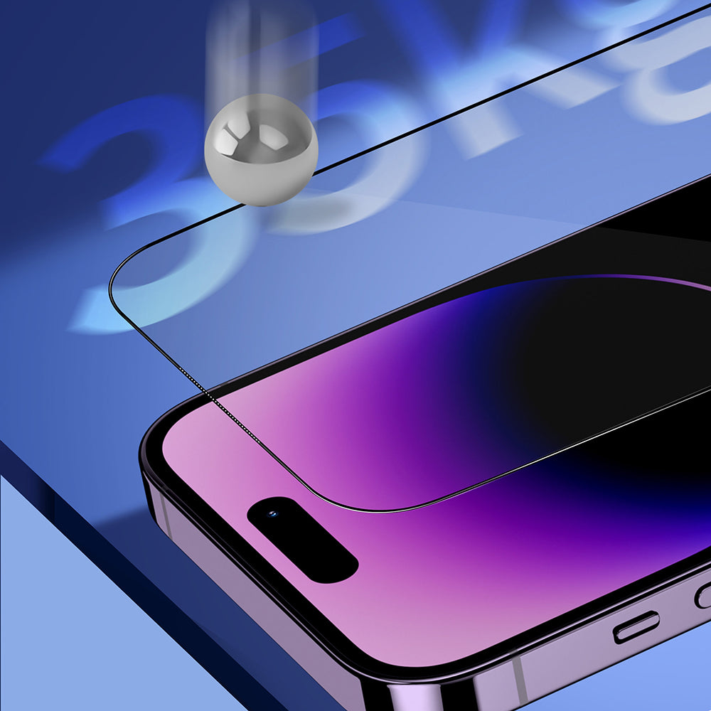 Προστατευτική Μεμβράνη Οθόνης Privacy Blueo Sapphire Applicator Pro για Apple iPhone 17 Pro / 17 / 16 Pro, Ενισχυμένο Γυαλί, Full Glue