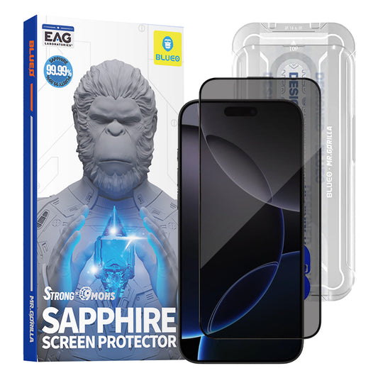 Προστατευτική Μεμβράνη Οθόνης Privacy Blueo Sapphire Applicator Pro για Apple iPhone 17 Pro Max / 16 Pro Max, Ενισχυμένο Γυαλί, Full Glue