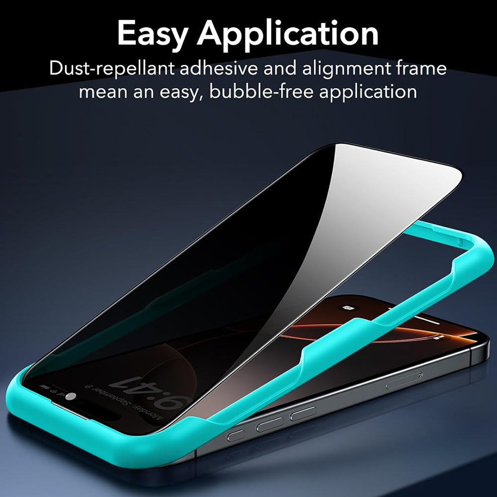 Προστατευτική Μεμβράνη Οθόνης Privacy ESR για Apple iPhone 17 Pro Max, Ενισχυμένο Γυαλί, Full Glue, Σετ 3 τεμαχίων