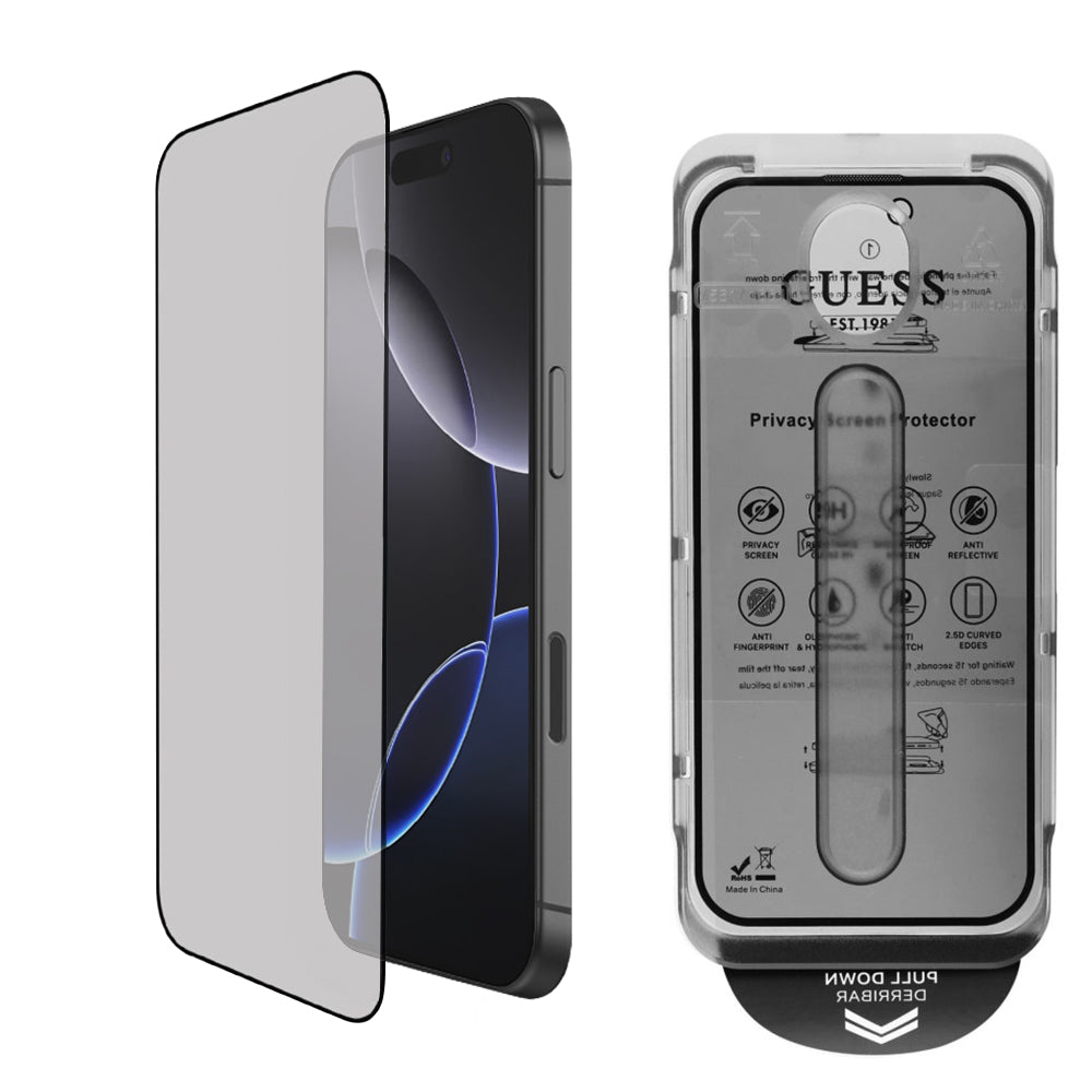 Privacy Screen Protector Guess for Apple iPhone 16 Pro, Tempered Glass, Full Glue, 2.5D, GUTGP16LBOKGCIP