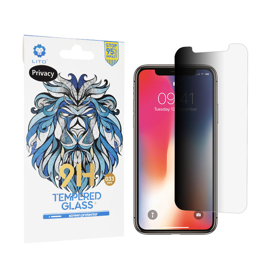 Προστατευτική μεμβράνη οθόνης Privacy Lito Classic για Apple iPhone 11 Pro / XS / X, Ασφαλισμένο γυαλί, Πλήρης κόλλα, 2.5D