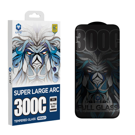 Προστατευτική μεμβράνη οθόνης Privacy Lito D+ Max 300C για Apple iPhone 16 Plus, Ασφαλισμένο γυαλί, Πλήρης κόλλα