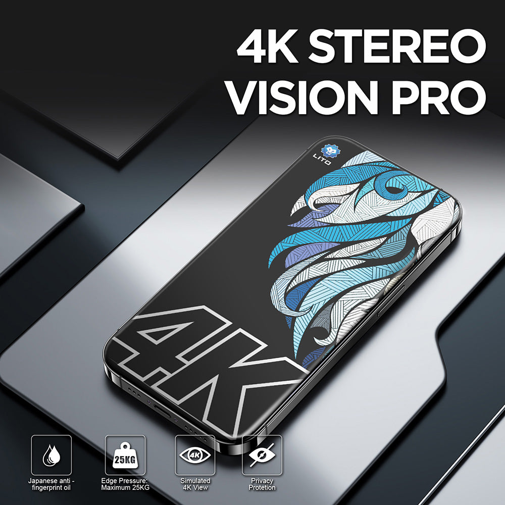 Προστατευτική Μεμβράνη Οθόνης Privacy Lito D+ Max 4K για Apple iPhone 17 / 16 Pro, Ενισχυμένο Γυαλί, Full Glue