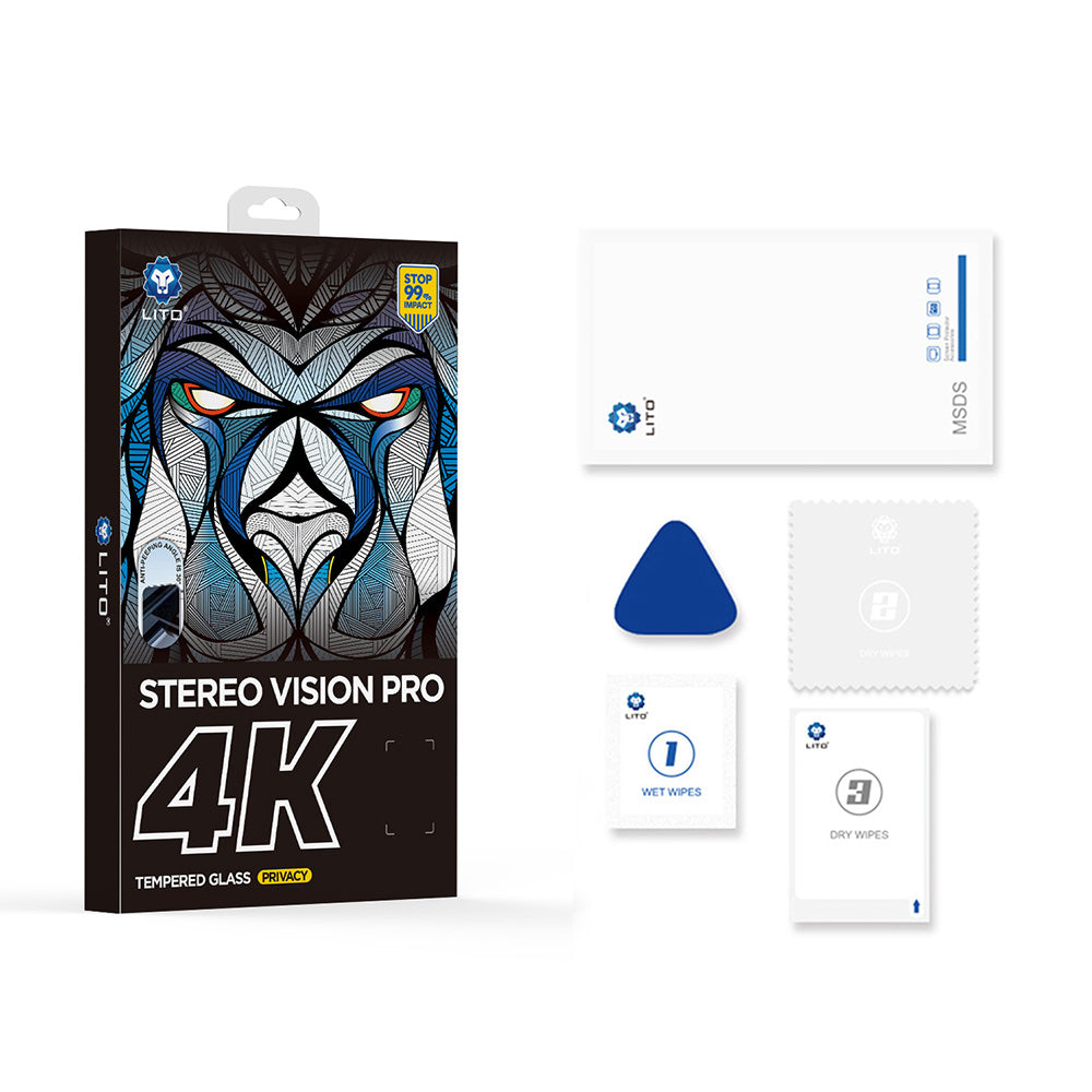 Προστατευτική Μεμβράνη Οθόνης Privacy Lito D+ Max 4K για Apple iPhone 17 / 16 Pro, Ενισχυμένο Γυαλί, Full Glue