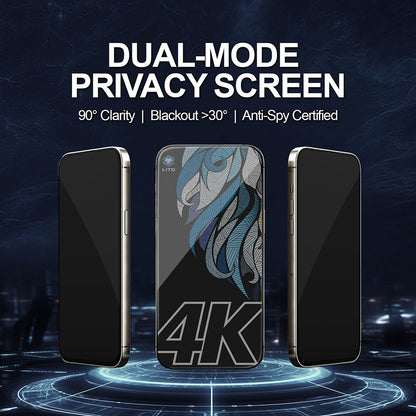 Προστατευτική Μεμβράνη Οθόνης Privacy Lito D+ Max 4K για Apple iPhone 17 Pro Max, Ενισχυμένο Γυαλί, Full Glue