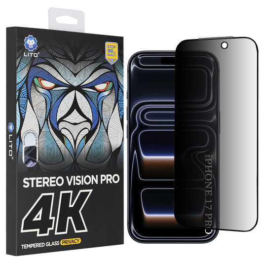 Προστατευτική Μεμβράνη Οθόνης Privacy Lito D+ Max 4K για Apple iPhone 17 Pro, Ενισχυμένο Γυαλί, Full Glue