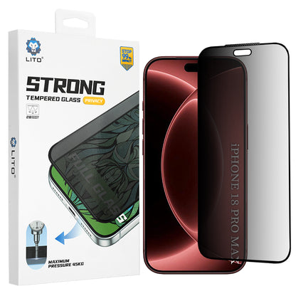 Προστατευτική μεμβράνη οθόνης Privacy Lito D+ Max Strong για Apple iPhone 18 Pro Max, Ασφαλισμένο γυαλί, Πλήρης κόλλα