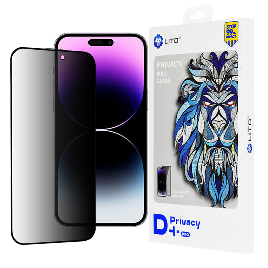 Προστατευτική μεμβράνη οθόνης Privacy Lito D+ Pro για Apple iPhone 14 Pro Max, Ασφαλισμένο γυαλί, Πλήρης κόλλα