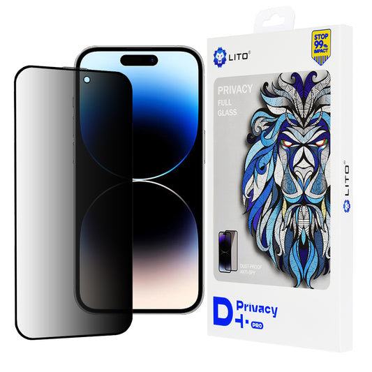 Προστατευτική μεμβράνη οθόνης Privacy Lito D+ Pro για Apple iPhone 14 Pro, Ασφαλισμένο γυαλί, Πλήρης κόλλα
