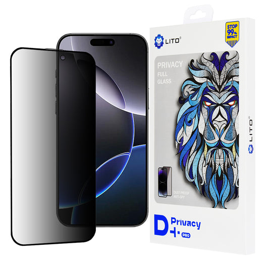 Προστατευτική μεμβράνη οθόνης Privacy Lito D+ Pro για Apple iPhone 16 Pro Max, ασφαλισμένο γυαλί, πλήρης κόλλα