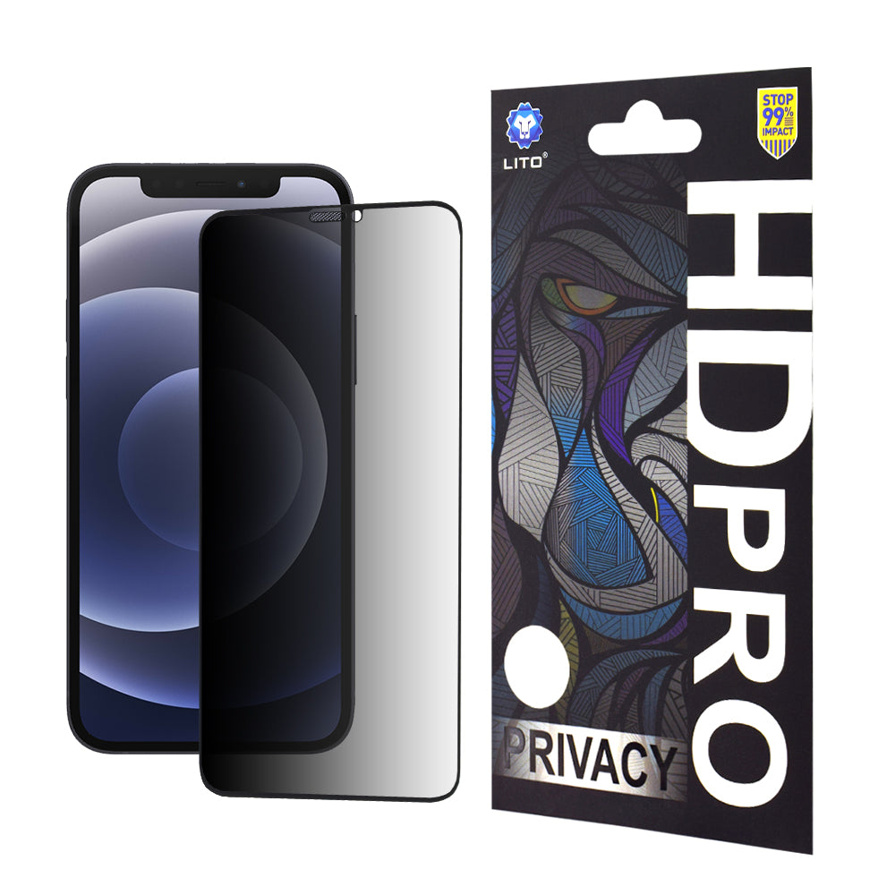 Προστατευτική μεμβράνη οθόνης Privacy Lito HD Pro για Apple iPhone 12 / 12 Pro, Ασφαλισμένο γυαλί, Πλήρης κόλλα