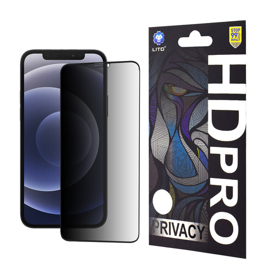 Προστατευτική μεμβράνη οθόνης Privacy Lito HD Pro για Apple iPhone 12 / 12 Pro, Ασφαλισμένο γυαλί, Πλήρης κόλλα