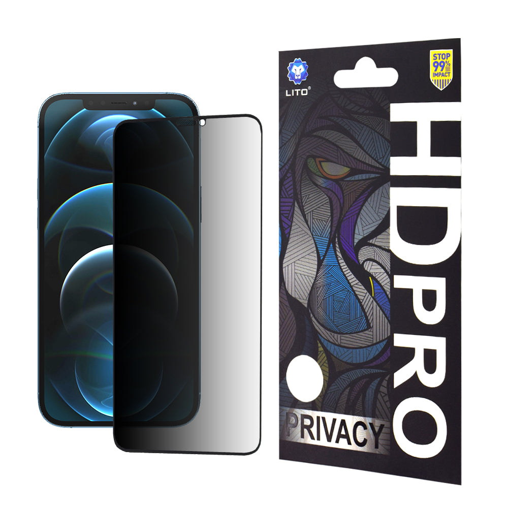 Προστατευτική μεμβράνη οθόνης Privacy Lito HD Pro για Apple iPhone 12 Pro Max, Ασφαλισμένο γυαλί, Πλήρης κόλλα