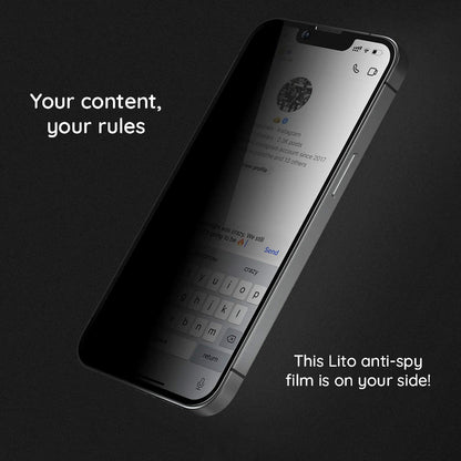 Privacy Screen Protector Lito HD Pro for Apple iPhone 15 Plus, Tempered Glass, Full Glue