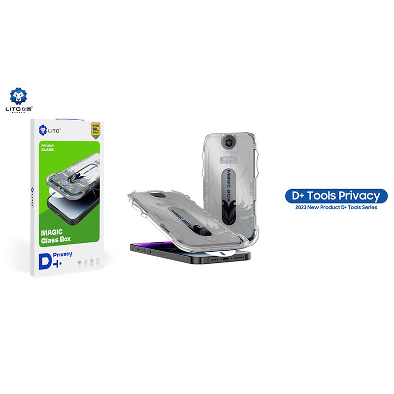 Προστατευτική Μεμβράνη Οθόνης Privacy Lito Magic Glass Box D+ Tools για Apple iPhone 14 Pro Max, Ενισχυμένο Γυαλί, Full Glue