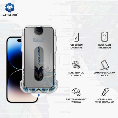 Προστατευτική μεμβράνη οθόνης Privacy Lito Magic Glass Box D+ Tools για Apple iPhone 16 Plus, Ασφαλισμένο γυαλί, Πλήρης κόλλα