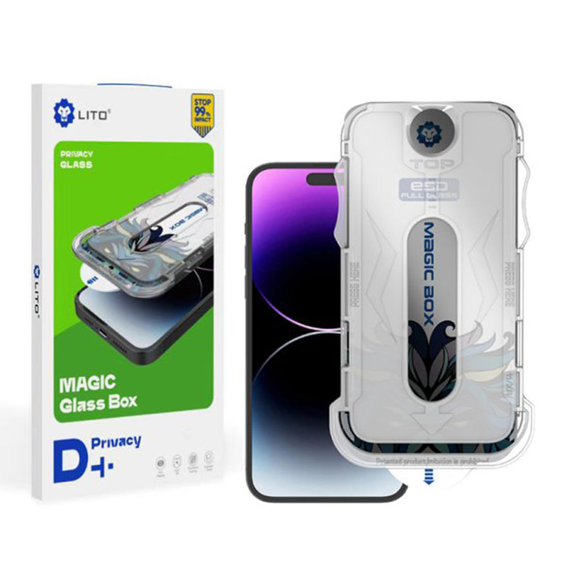 Προστατευτική μεμβράνη οθόνης Privacy Lito Magic Glass Box D+ Tools για Apple iPhone XS Max, Ασφαλισμένο γυαλί, Πλήρης κόλλα
