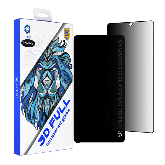 Προστατευτική Μεμβράνη Οθόνης Privacy Lito για Samsung Galaxy S26 Ultra, Ενισχυμένο Γυαλί, Full Glue, 3D
