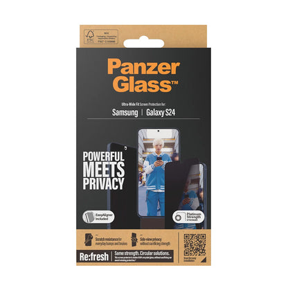 Προστατευτική Μεμβράνη Οθόνης Privacy PanzerGlass Ultra-Wide Fit EasyAligner για Samsung Galaxy S24 S921, Ενισχυμένο Γυαλί, Full Glue
