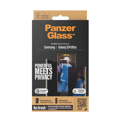 Προστατευτική Μεμβράνη Οθόνης Privacy PanzerGlass Ultra-Wide Fit EasyAligner για Samsung Galaxy S24 Ultra S928, Ενισχυμένο Γυαλί, Full Glue