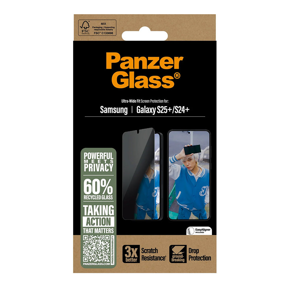 Προστατευτική Μεμβράνη Οθόνης Privacy PanzerGlass Ultra-Wide Fit για Samsung Galaxy S25+ S936 / S24+ S926, Ενισχυμένο Γυαλί, Full Glue