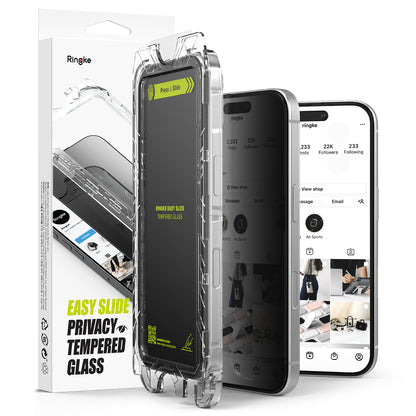 Προστατευτική Μεμβράνη Οθόνης Privacy Ringke Easy Slide για Apple iPhone 16 Plus / 15 Plus, Ενισχυμένο Γυαλί, Πλήρης Κόλληση, Σετ 2 τεμαχίων