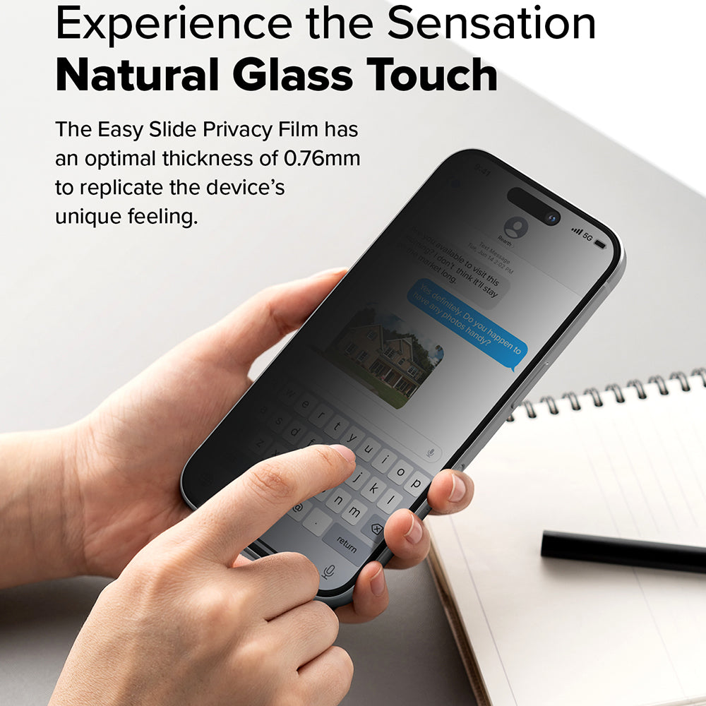 Προστατευτική Μεμβράνη Οθόνης Privacy Ringke Easy Slide για Apple iPhone 16 Plus / 15 Plus, Ενισχυμένο Γυαλί, Πλήρης Κόλληση, Σετ 2 τεμαχίων