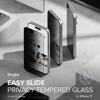 Προστατευτική μεμβράνη οθόνης Privacy Ringke Easy Slide για Apple iPhone 17 Air, ασφαλισμένο γυαλί, πλήρης κόλλα, σετ 2 τεμαχίων