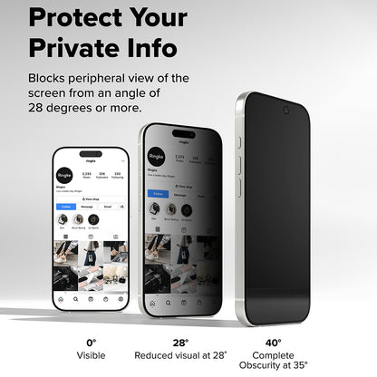 Προστατευτική μεμβράνη οθόνης Privacy Ringke Easy Slide για Apple iPhone 17 Pro Max, ασφαλισμένο γυαλί, πλήρης κόλλα, σετ 2 τεμαχίων