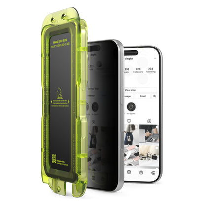 Προστατευτική μεμβράνη οθόνης Privacy Ringke Easy Slide για Apple iPhone 18 Pro, Ασφαλισμένο γυαλί, Πλήρης κόλλα, Σετ 2 τεμαχίων