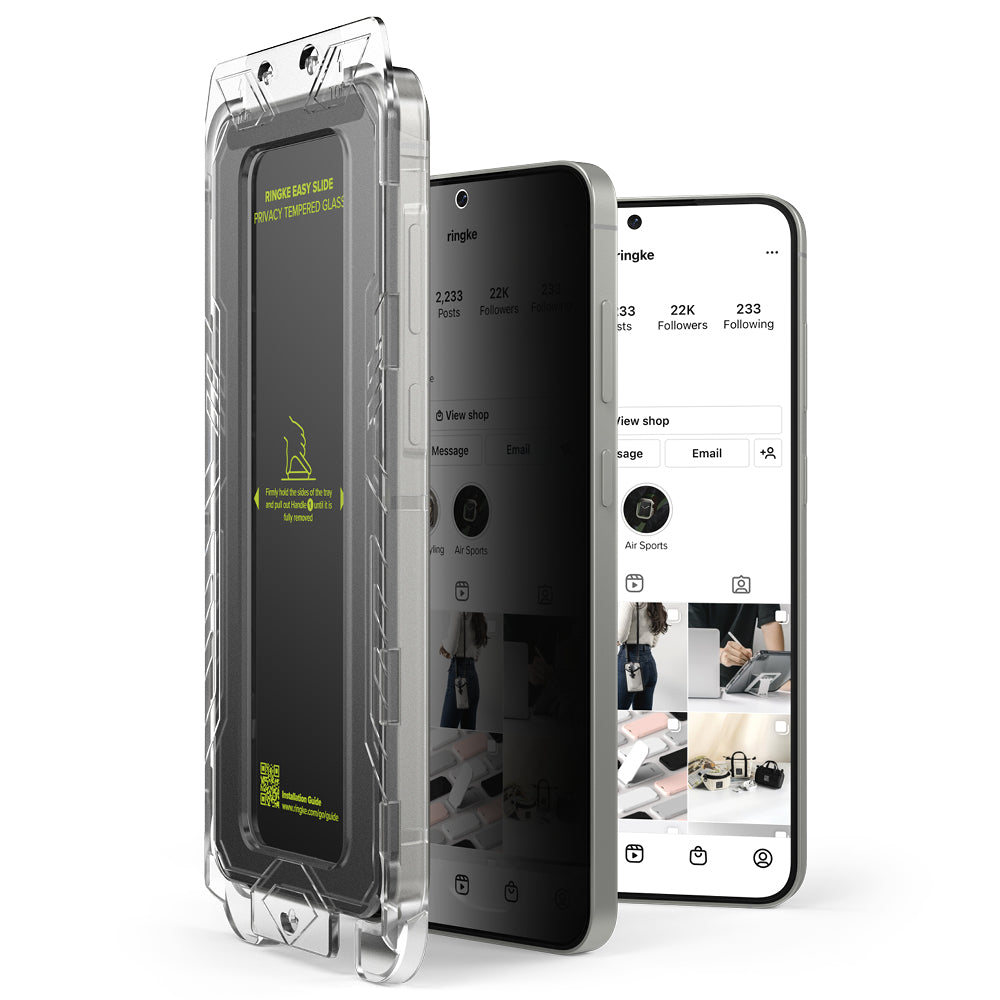 Ringke Easy Slide Privacy Screen Protector for Samsung Galaxy S25+ S936, Tempered Glass, Full Glue, Set of 2 pieces