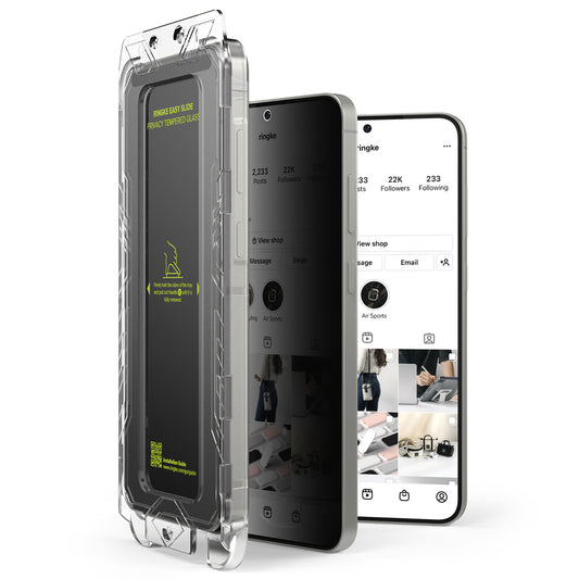 Προστατευτική μεμβράνη οθόνης Privacy Ringke Easy Slide για Samsung Galaxy S25+ S936, Ασφαλισμένο γυαλί, Πλήρης κόλλα, Σετ 2 τεμαχίων
