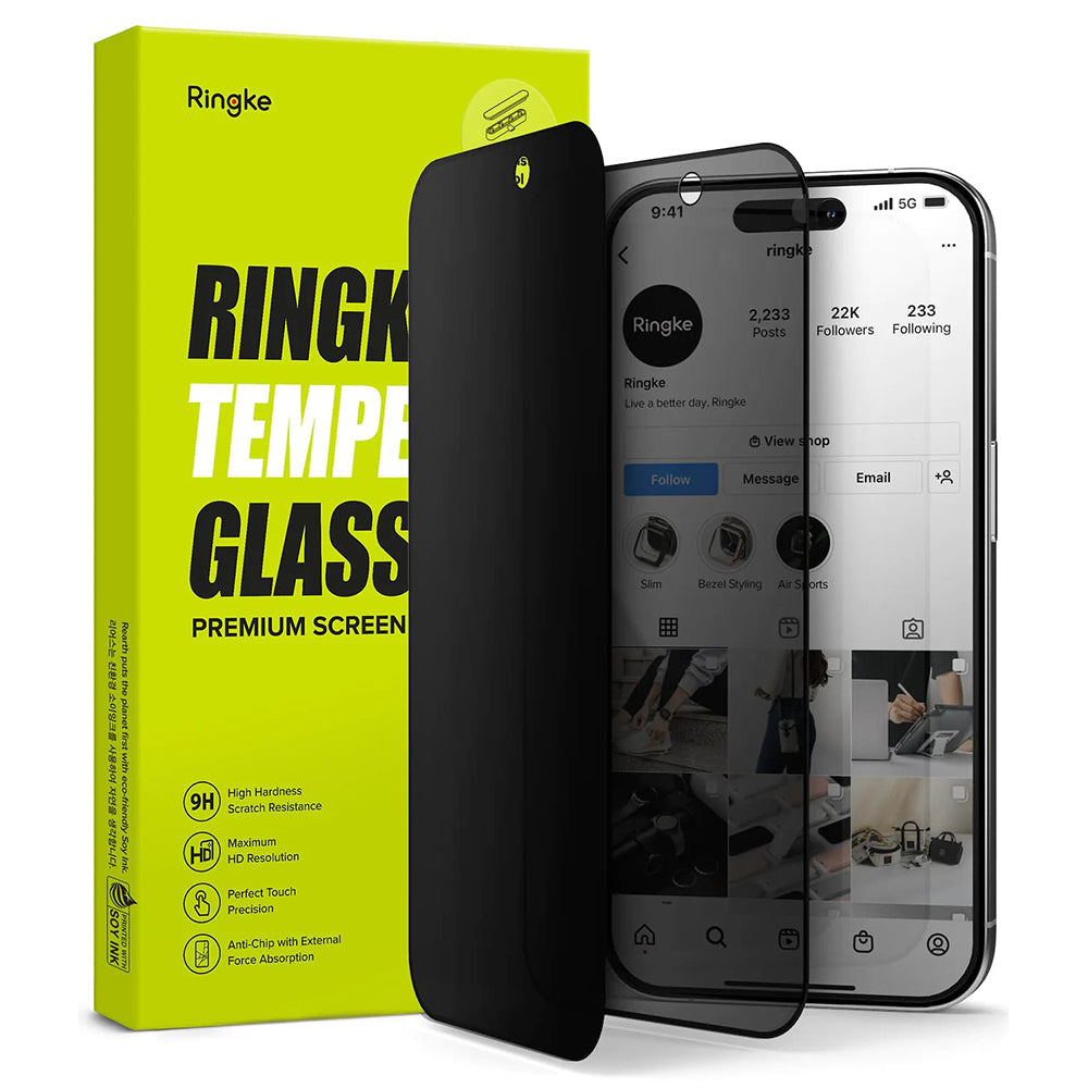Προστατευτική Μεμβράνη Οθόνης Privacy Ringke για Apple iPhone 15 Pro, Ενισχυμένο Γυαλί, Full Glue