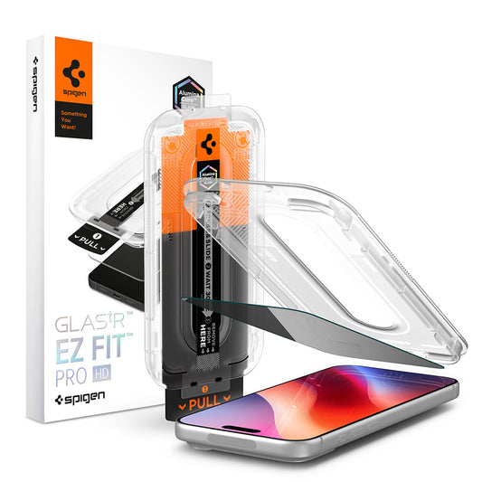 Προστατευτική μεμβράνη οθόνης Privacy Spigen GlastR EZ FIT Pro HD για Apple iPhone 18 Pro Max, Ασφαλισμένο γυαλί, Full Glue AGL12034