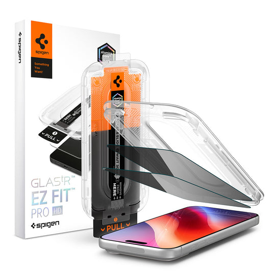 Προστατευτική μεμβράνη οθόνης Privacy Spigen GlastR EZ FIT Pro HD για Apple iPhone 18 Pro Max, Ασφαλισμένο γυαλί, Πλήρης κόλλα, Σετ 2 τεμαχίων AGL12033