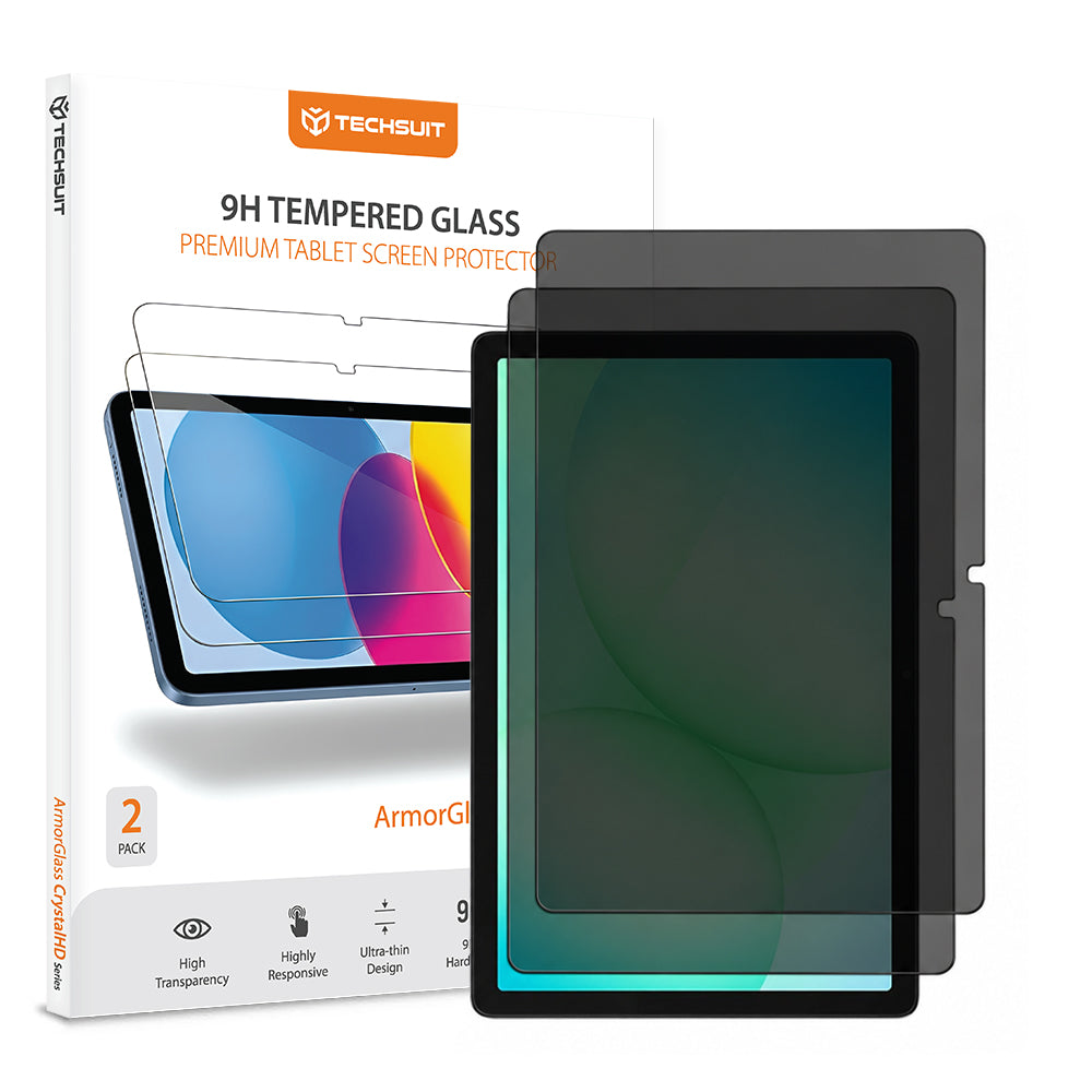 Προστατευτική μεμβράνη οθόνης Privacy Techsuit ArmorGlass CrystalHD για Samsung Galaxy Tab A11+ / Tab A9+, Ενισχυμένο γυαλί, Πλήρης κόλλα, Σετ 2 τεμαχίων