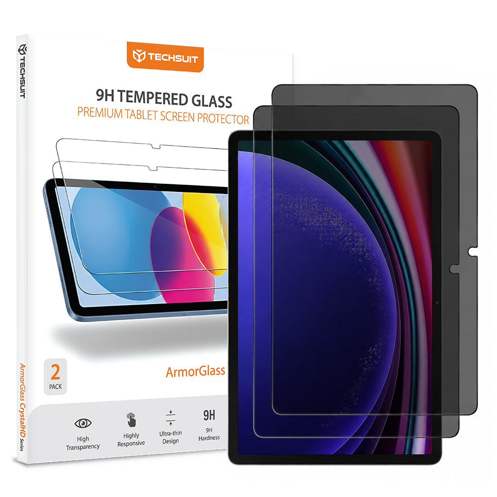 Προστατευτική μεμβράνη οθόνης Privacy Techsuit ArmorGlass CrystalHD για Samsung Galaxy Tab S10 Lite, Ασφαλισμένο γυαλί, Πλήρης κόλλα, Σετ 2 τεμαχίων