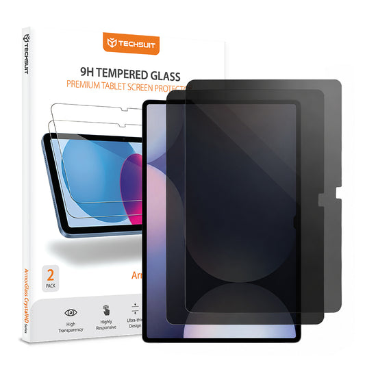 Προστατευτική μεμβράνη οθόνης Privacy Techsuit ArmorGlass CrystalHD για Samsung Galaxy Tab S10+ / Tab S9 FE+, Ασφαλισμένο γυαλί, Πλήρης κόλλα, Σετ 2 τεμαχίων