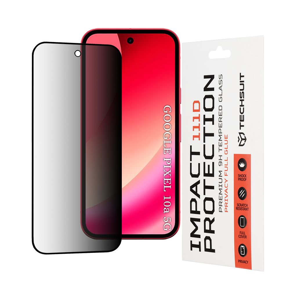 Προστατευτική Μεμβράνη Οθόνης Privacy Techsuit για Google Pixel 10a, Ενισχυμένο Γυαλί, Full Glue, 111D