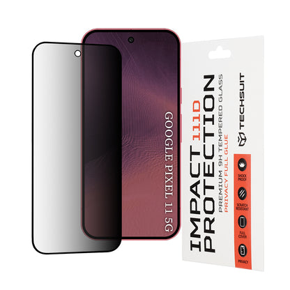 Προστατευτική μεμβράνη οθόνης Privacy Techsuit για Google Pixel 11 Pro / 11, Ασφαλισμένο γυαλί, Πλήρης κόλλα, 111D