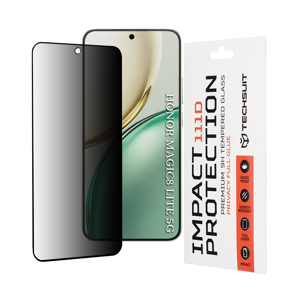 Προστατευτική Μεμβράνη Οθόνης Privacy Techsuit για Honor Magic8 Lite, Ενισχυμένο Γυαλί, 111D