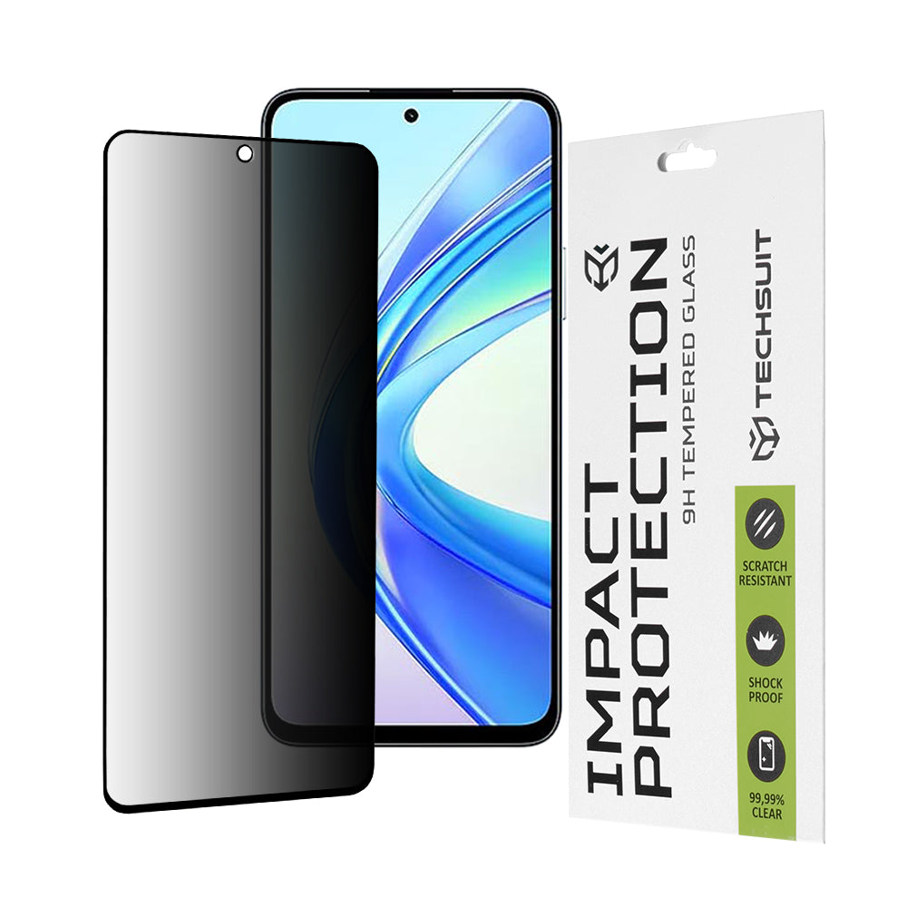 Προστατευτική μεμβράνη οθόνης Privacy Techsuit για Honor X7b 5G / 90 Smart / X7b 4G, Ασφαλισμένο γυαλί, Full Glue, 111D