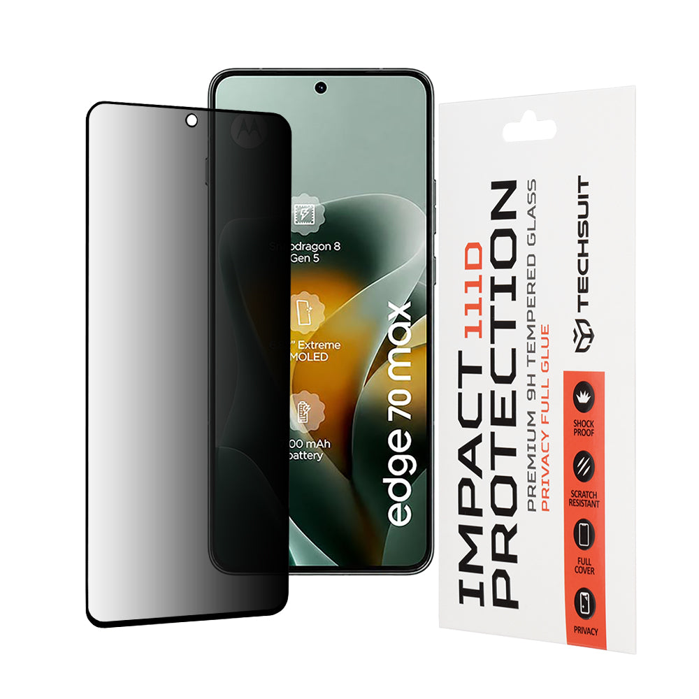 Προστατευτική μεμβράνη οθόνης Privacy Techsuit για Motorola Edge 70 Max, Ασφαλισμένο Γυαλί, Full Glue, 111D