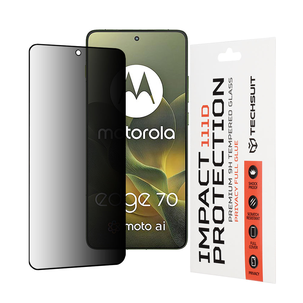 Προστατευτική Μεμβράνη Οθόνης Privacy Techsuit για Motorola Edge 70, Ενισχυμένο Γυαλί, Full Glue, 111D